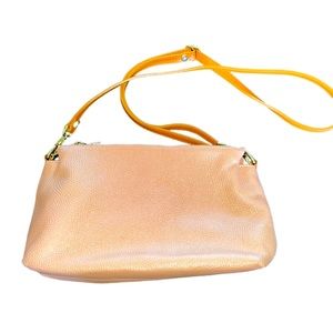 VALENTINA Tan Pebbled Leather Crossbody Bag~Italy~Gold Tone Hardware